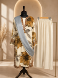 JORIXO Celestia Floral Cream Palazzo Suit Set