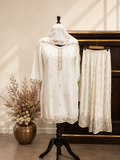 Women’s Premium Cream White Embroidered Ethnic Suit Set with Dupatta