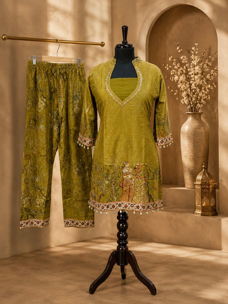 JORIXO Mehr Olive Moss Printed Suit Set