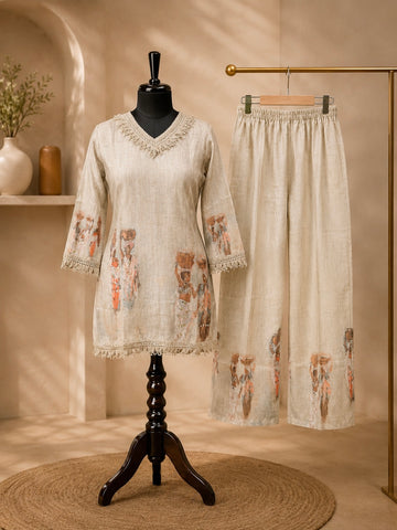 JORIXO Zaria Pistachio Mist Artistic Co-Ord Set