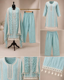 JORIXO Aabroo Mist Embellished Kurta Palazzo Set with Dupatta