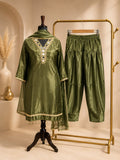 Zareen Olive Mirror Suit Set